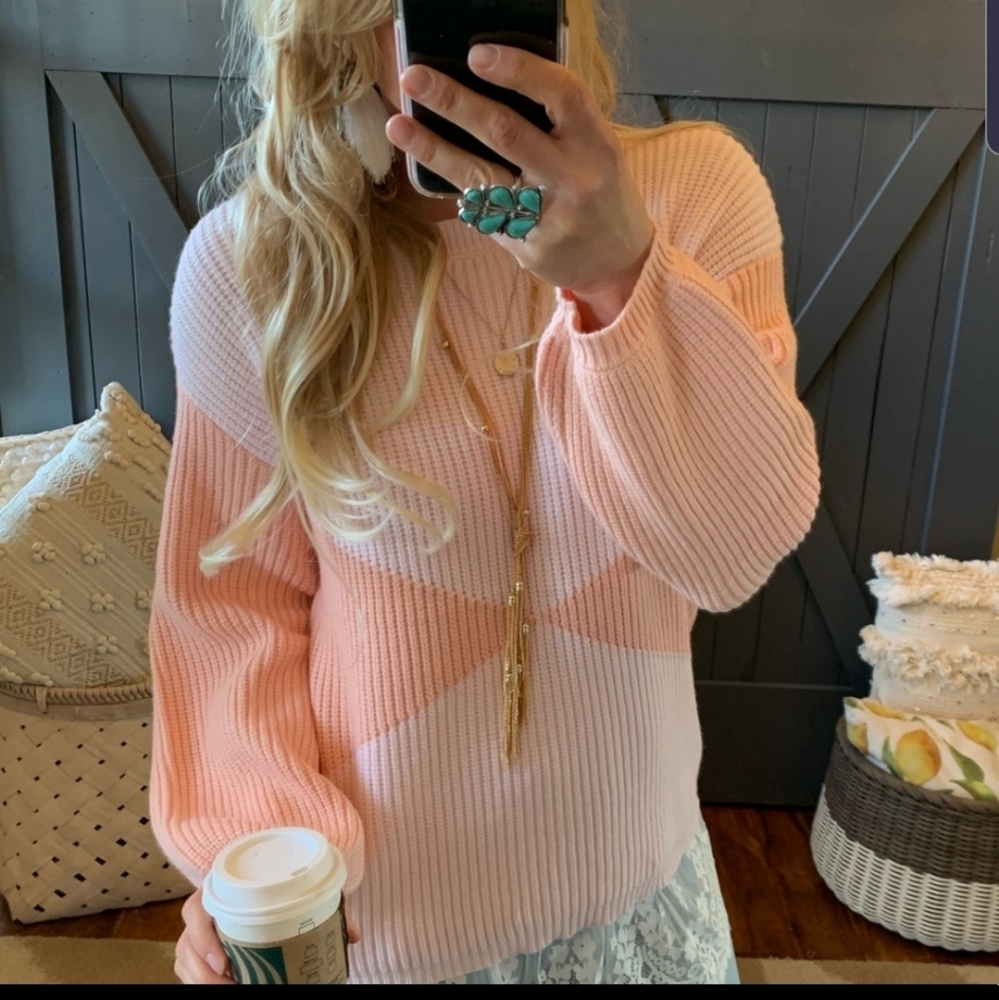 COLOR  BLOCK COZY SWEATER ONLY S LEFT bn4